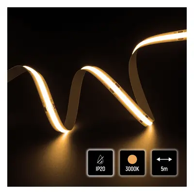 Quik Strip 12W/m Addressable/Digital COB LED Strip, 24V IP20 3000K, 360LEDS/m, 8IC/m, 8mm PCB, 5