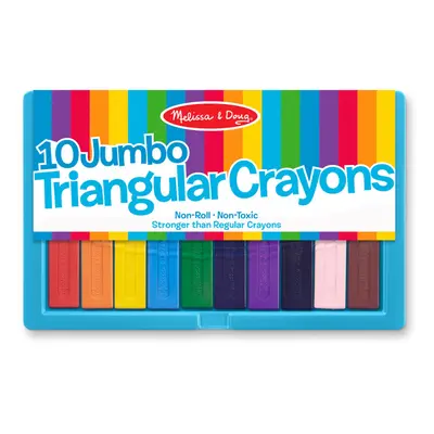 Melissa & Doug Jumbo Triangular Crayons - 10-Pack, Non-Roll, Flip-Top Case