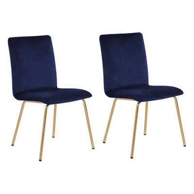 Set of Dining Chairs RUBIO Velvet Navy Blue