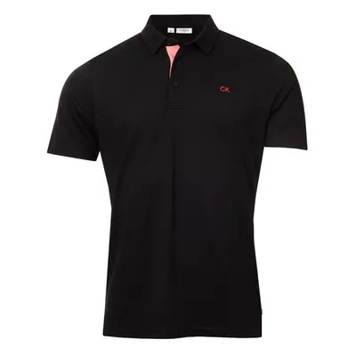 (XL, Solid Black) Calvin Klein Mens Prep Campus Oxford Pique Golf Polo Shirt