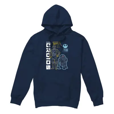 (S, Navy) Star Wars Mens Rebel Droids Hoodie