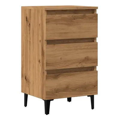 (artisan oak) vidaXL 1/2x Bed Cabinets & Metal Legs Nightstand Side Table Set Multi Colours