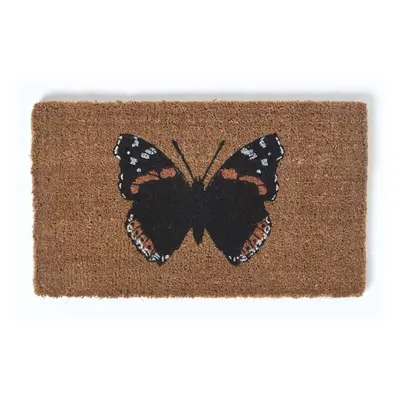 Homescapes Red Admiral Butterfly Coir Non-Slip Door Mat