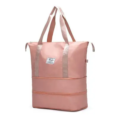 (Pink (the bottom layer expansion+dry and wet separation)) Travel Bag Large -Capacity Dual Expan