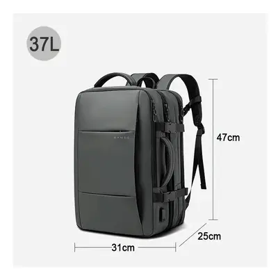 (Grey 37L) BANGE Travel Backpack Men Business Backpack School Expandable USB Bag Large Capacity 