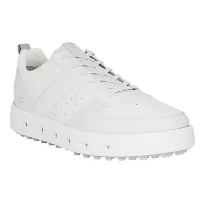 (UK 10.5-11, White) Ecco Mens Street Leather Waterproof Hybrid Spikeless Golf Shoes