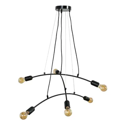 Industrial Way Matt Black Suspended Cross Over Ceiling Pendant Light Fitting - Complete with 4W 