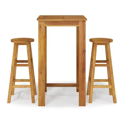 (60 cm table length piece, bar stools with round seat) vidaXL Solid Wood Acacia Garden Dining Se