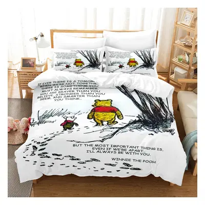 (3, Double(200x200cm)) Cute cartoon Winnie the Pooh bedding three-piece four-piece set UK size