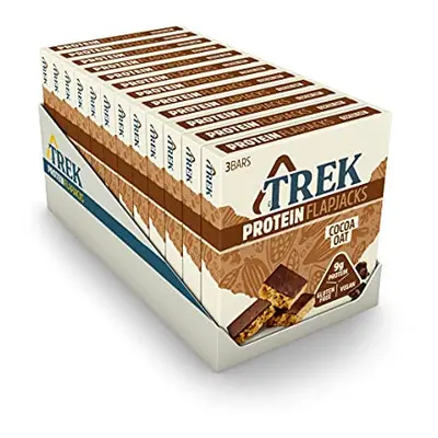 TREK High Protein Flapjack Cocoa Oat - Gluten Free - Plant Based - Vegan Snack - 50g x bars