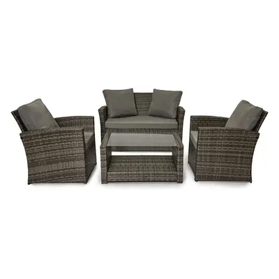 (Grey, Without Cover) EVRE Seater Rattan Garden Conservatory Patio Furniture Sofa Armchair Roma 