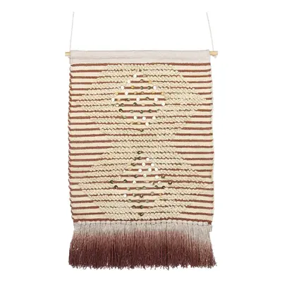 Cotton Wall Hanging with Tassels Red and Beige SABO