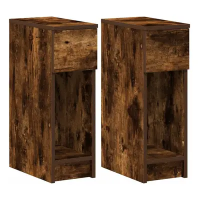 (smoked oak, pcs) vidaXL Bedside Cabinets with Drawer pcs Smoked Oak 20x36x60 cm bedside table