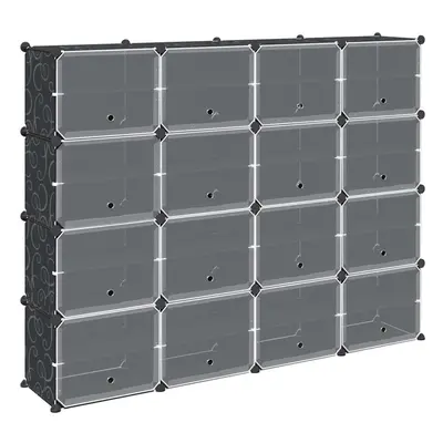 (165.5 x 31.5 x cm) vidaXL Storage Cube Organiser with Cubes and Doors Display Shelf Black PP