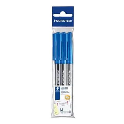 (Medium, Blue) Staedtler Stick Ballpoint Pen 3pk