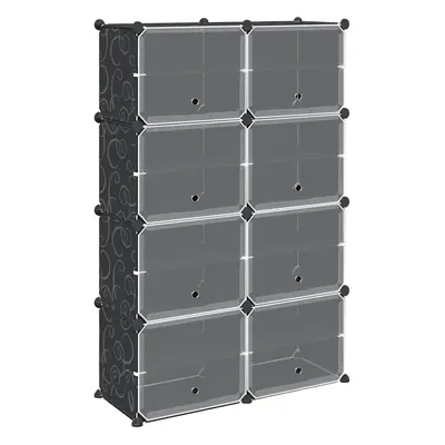 (84 x 31.5 x 123.5 cm) vidaXL Storage Cube Organiser with Cubes and Doors Display Shelf Black PP