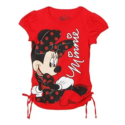 Disney Girls Youth Minnie Mouse Sitting Tee Red Large / 10/12