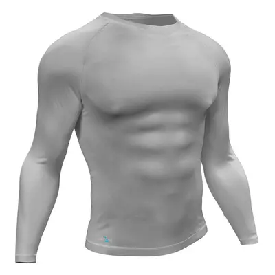 L - GREY Junior Long Sleeve Baselayer Compression Shirt - Unisex Training Top