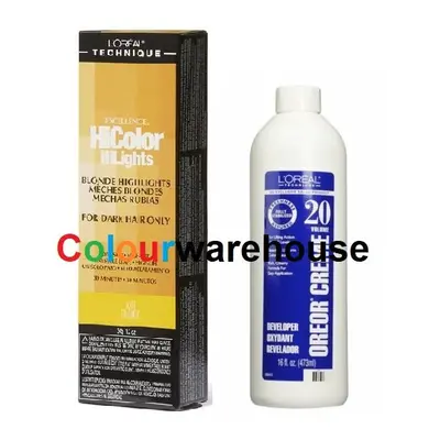 (Ash Blonde, Dev (Vol. 20) 16oz ) L'Oreal HiColor Ash Blonde HiLights For Dark Hair Only