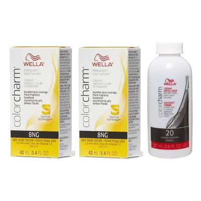 (8NG + 8NG+Developer (Vol. 20) 3.6oz) Wella Color Charm Haircolor 8NG Light Beige Blonde