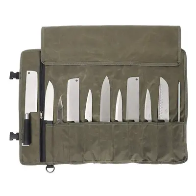 QEES Chefs Knife Roll Bag Slots, Heavy Duty Waxed Canvas Knife Bag, Waterproof Knife Case for Ca