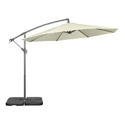 Outsunny 3(m) Banana Parasol Cantilever Umbrella Garden w/ Base Weights, Beige