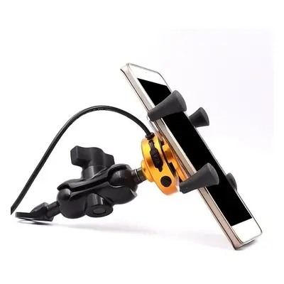 (Gold) 3.5-6 inch Phone GPS Holder USB Charger Motorcycle Scooter WUPP Colors