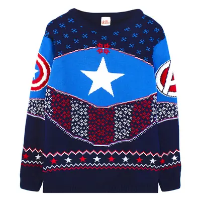 (Medium) Marvel Captain America Shield Blue/Red Knitted Jumper Sweater