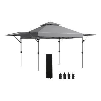 Outsunny x 3(m) Pop Up Gazebo, Instant Shelter with Extend Dual Awning, Grey