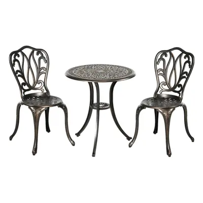 Outsunny Piece Patio Bistro Set Outdoor Table Set with Umbrella Hole Bronze