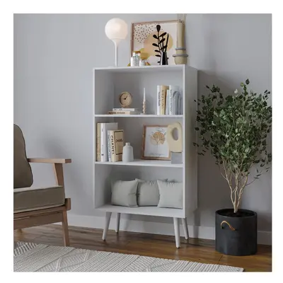 (White, White) 60cm Wide Tier Bookcase Storage Cabinet Scandinavian Style Legs Dining Room Displ