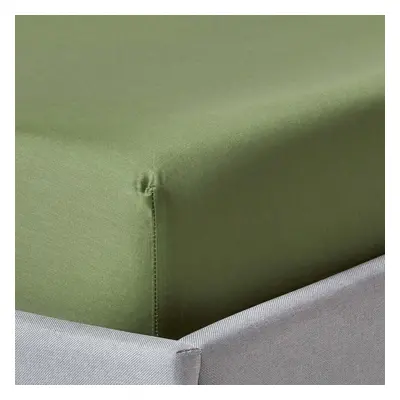 (King, Green) Organic Cotton Fitted Sheet TC