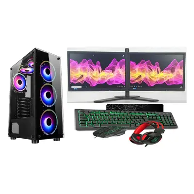 Gaming PC Bundle:Core i7/ 16GB RAM/ 1TB+128GB SSD/ GT730 2GB/ 2x22 Dual/ Win Black