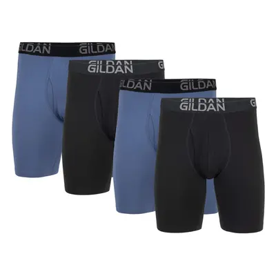 Gildan Men's Underwear Cotton Stretch Boxer Briefs Multipack Black Soot/Slate Blue 4-Pack 2X-Lar