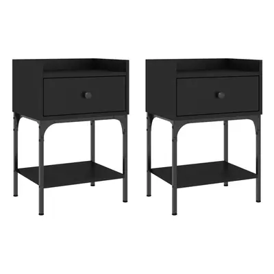 vidaXL Bedside Tables Bedside Cabinet Side Table pcs Black Engineered Wood