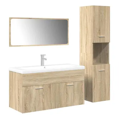 (sonoma oak, x 38.5 x cm) vidaXL Piece Bathroom Furniture Set Concrete Grey Engineered Wood