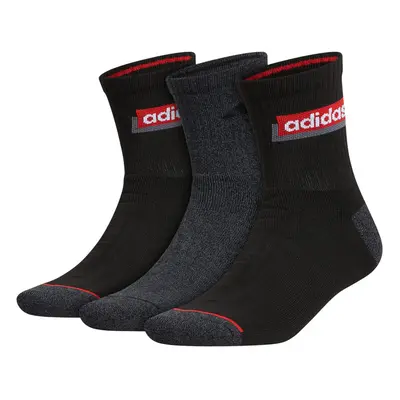 adidas Men's Sport Linear High Quarter Socks (3-Pair) Black/Onix Grey