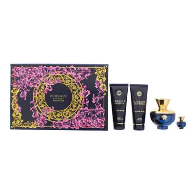 Versace Dylan Blue Pour Femme Piece Gift Set: Eau De Parfum 100ml - Shower Gel 100ml - Body Loti