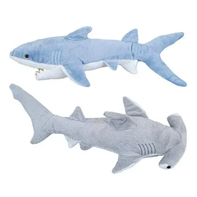 Bedwina Shark Plush Stuffed Animal Sharks - Pack of Large, inch Mako & inch Hammerhead Cuddly To