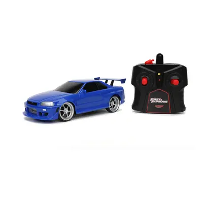 Jada Toys Fast & Furious 1:24 Nissan GT-R R34 Blue Remote Control Car RC with 2.4GHz Toys for Ki