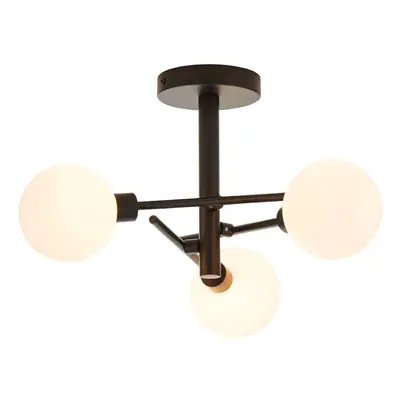 Litecraft Supa Arm Semi Flush Ceiling Light With Glass Shades Black