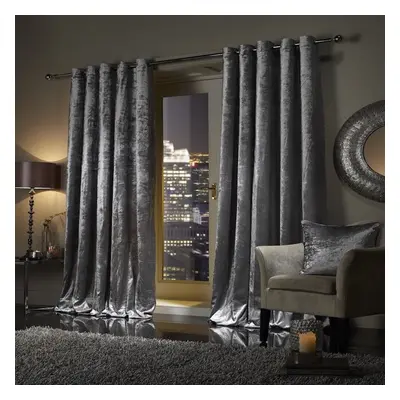 (90" x 90"_(228cm x 228cm), Grey) Velvet Curtains Ring Top Eyelet Curtain Pair with Tiebacks