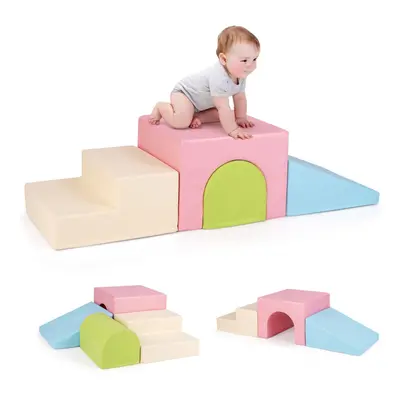 Infant Baby Climb and Crawl Foam Block Play Set-Pink