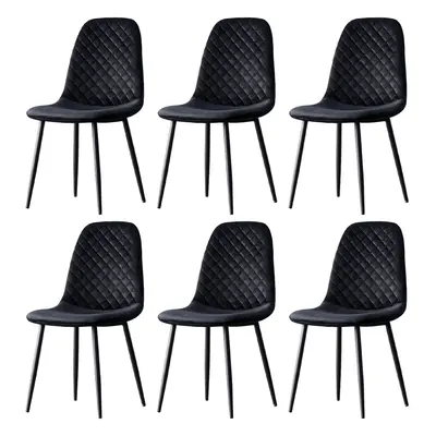 (Black, 6) 2/4 x Dining Chairs Velvet Chair metal Legs office