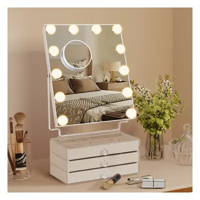 (A) LED Hollywood Mirror Storage Box 360Â° Rotation UK