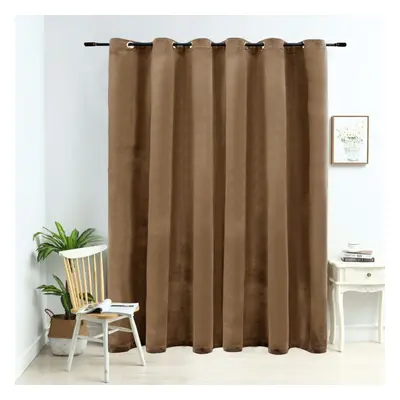 vidaXL Blackout Curtain with Metal Rings Velvet Beige Blind Drapery Window