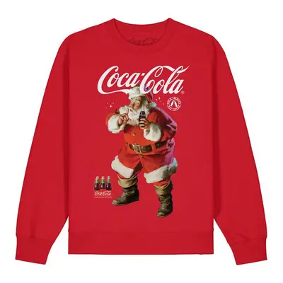 (M, Red) Coca-Cola Unisex Adult Quiet Santa Claus Sweatshirt