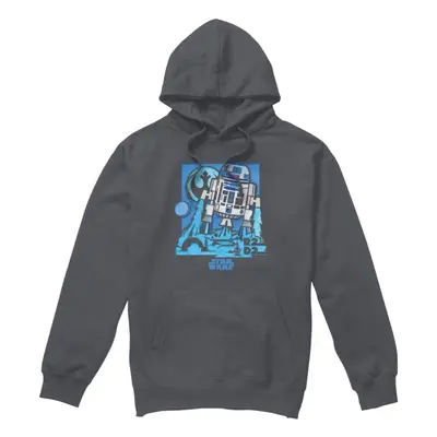 (L, Charcoal) Star Wars Mens Papercut R2-D2 Hoodie