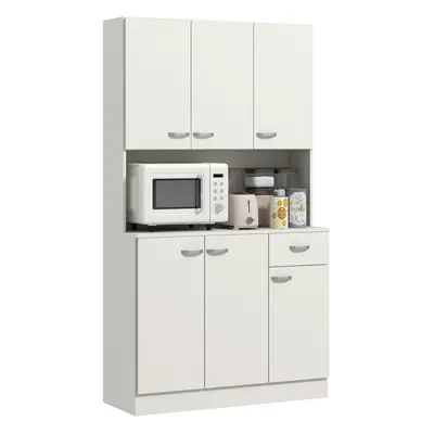 HOMCOM Freestanding Kitchen Cupboard, Storage Cabinet with Doors Cream White