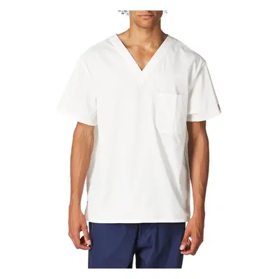 Dickies Mens Signature V-Neck Scrubs Shirt White Small